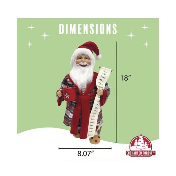 Plaid Pajama Santa 18" Figurine w/ Mug & Nice List Cozy Holiday Decor - Picture 11 of 11